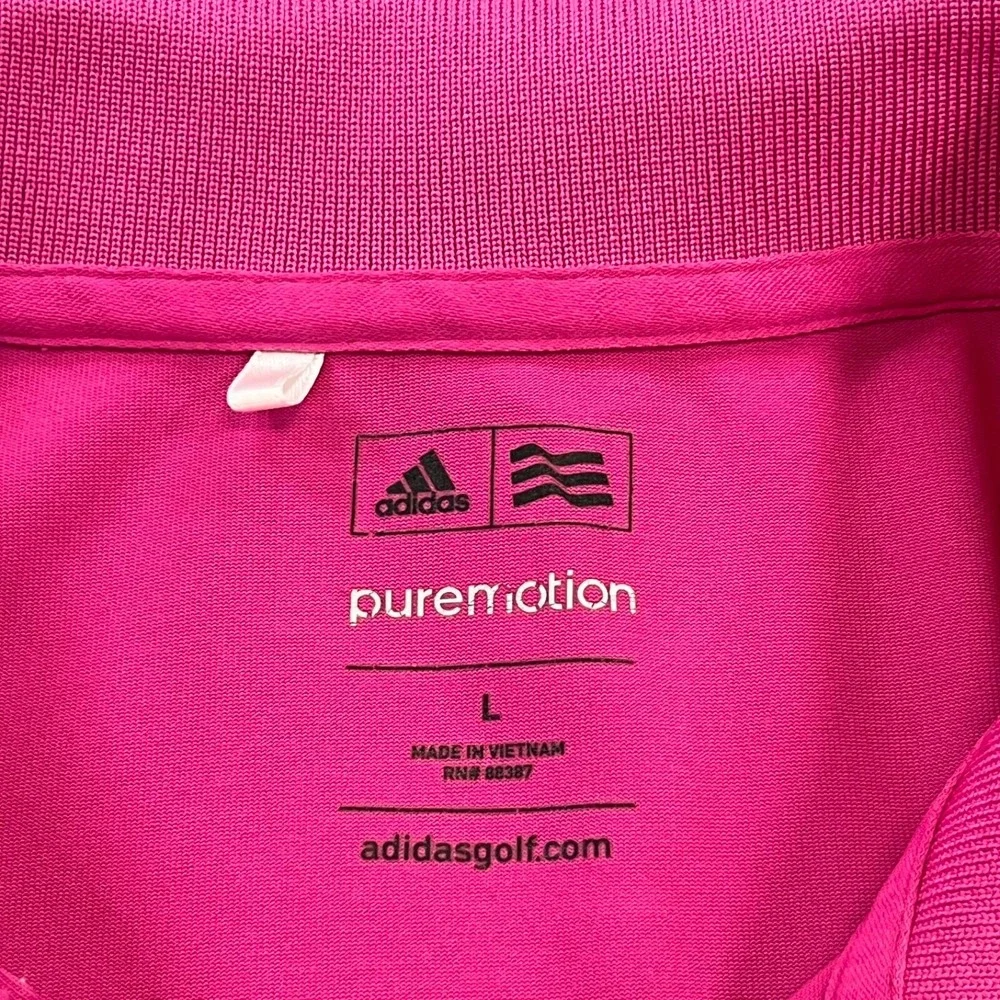 adidas Polo Shirt Men Large Pink Solid Golf PGA Golfers South Florida Puremotion